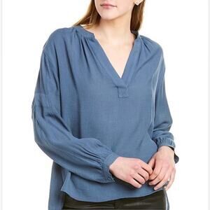 Brochu Walker Jaxon Popover Lightweight Long Sleeve Blue Blouse Medium EUC